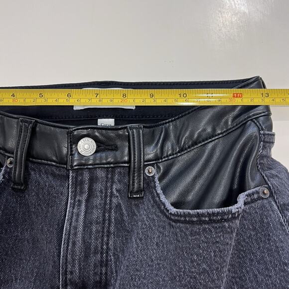 Abercrombie & Fitch Jeans The '90s Relaxed Leather Mix Black 26/2S Curve Love - Picture 7 of 10
